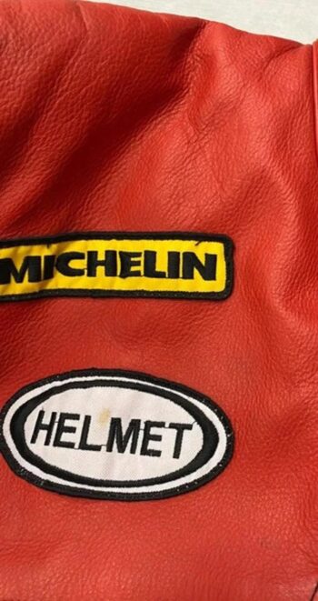 Unisex Marlboro Red & White Racing Motorcycle Leather Jacket - Image 3