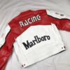 Unisex Marlboro Red & White Racing Motorcycle Leather Jacket - Image 4