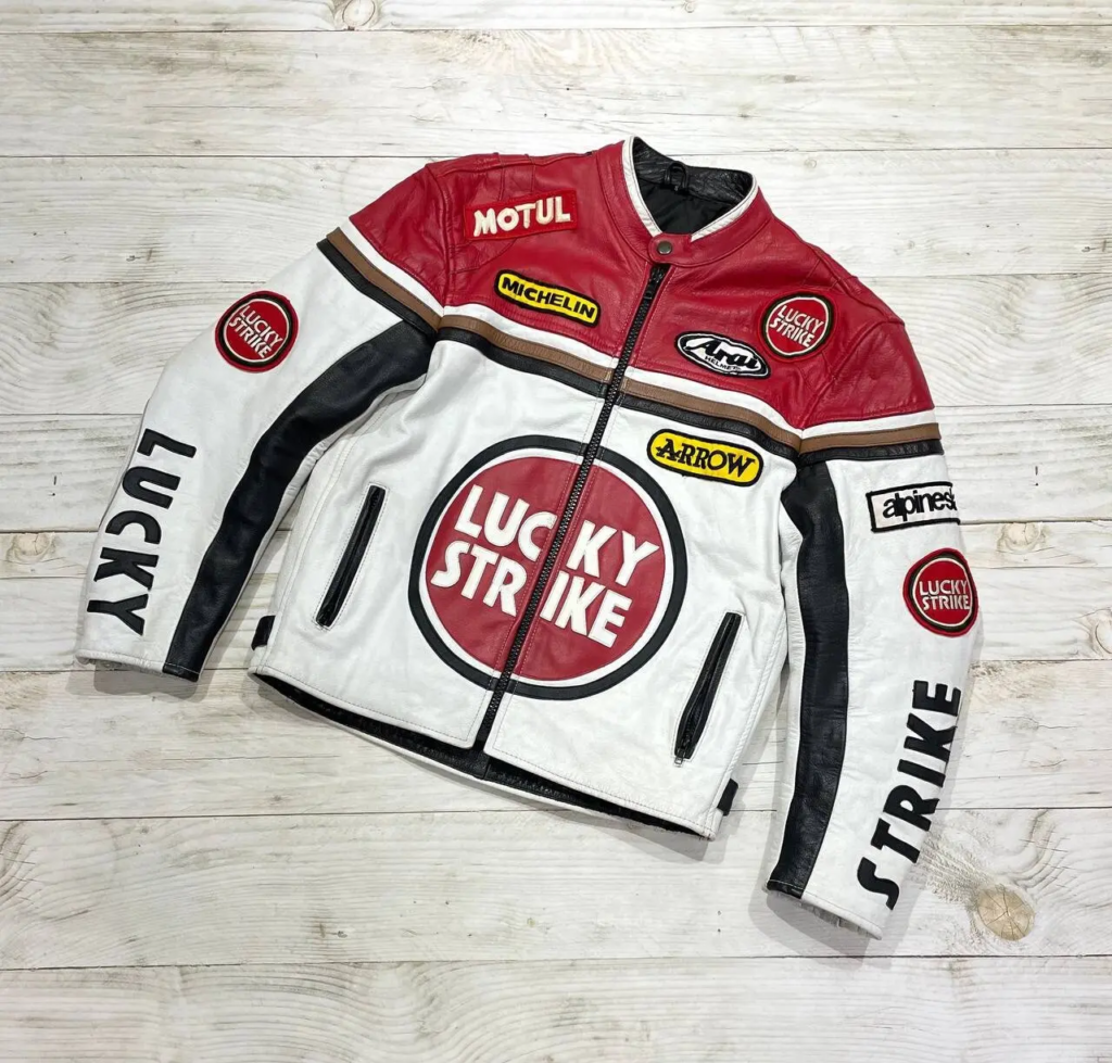 Lucky Strike Jacket - Motorcycle Racing Cowhide Leather Jacket