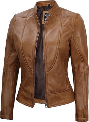 Women Camel Leather Jacket
