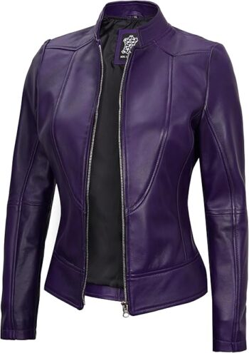 Women Purple Leather Jacket